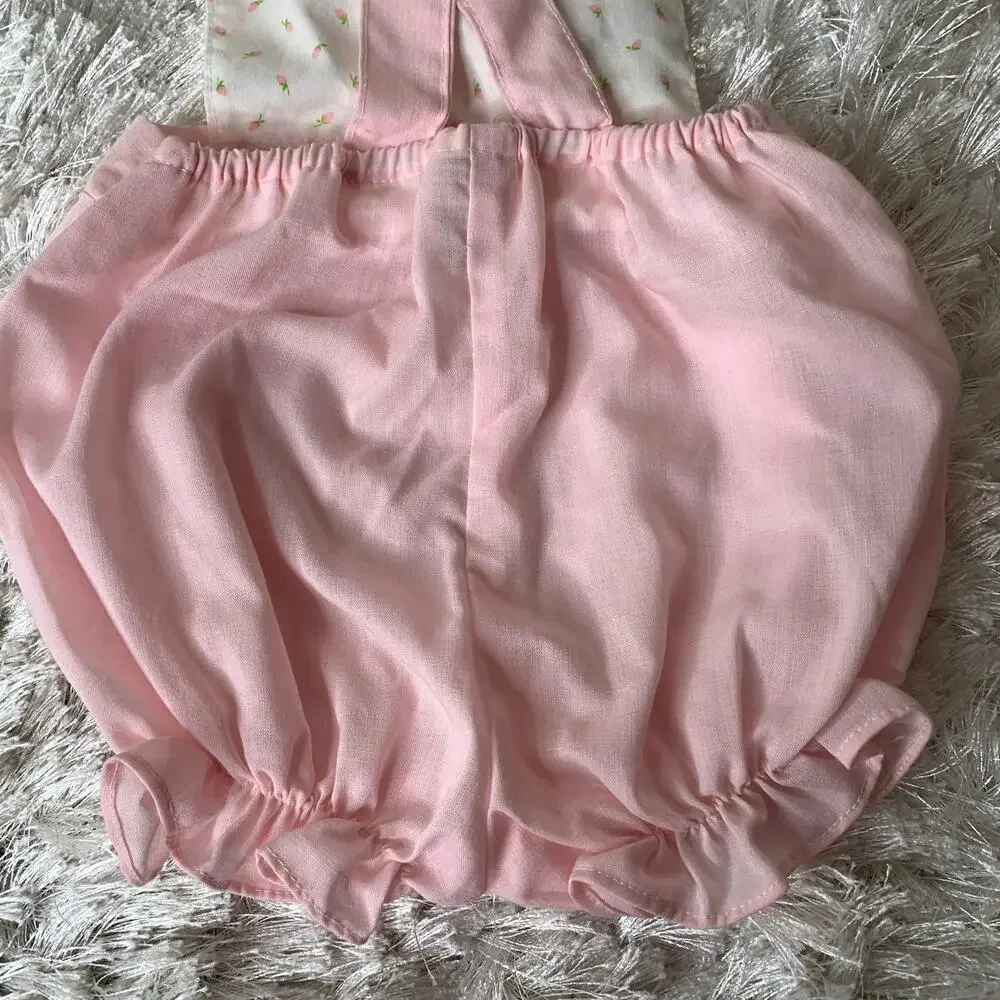 Vintage Pink Overalls Pink Rosebuds Sz 3-6 months